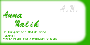 anna malik business card